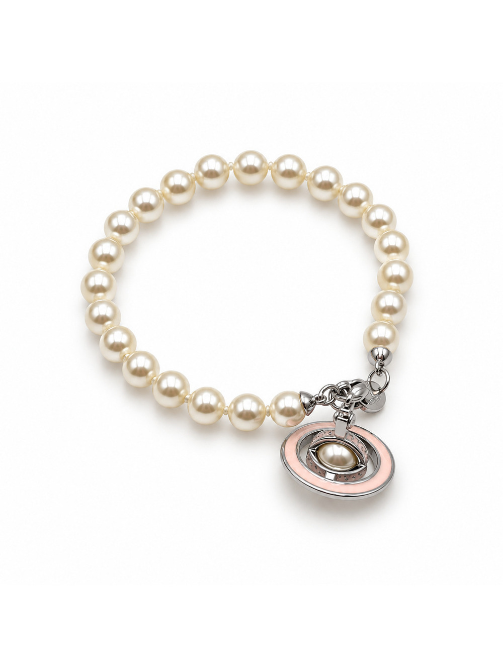 Vivienne Westwood Orb-Plaque Pearl Bracelet in Pink